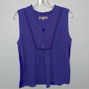Loft Womens Shirt Medium Purple Sleeveless Career Office Business